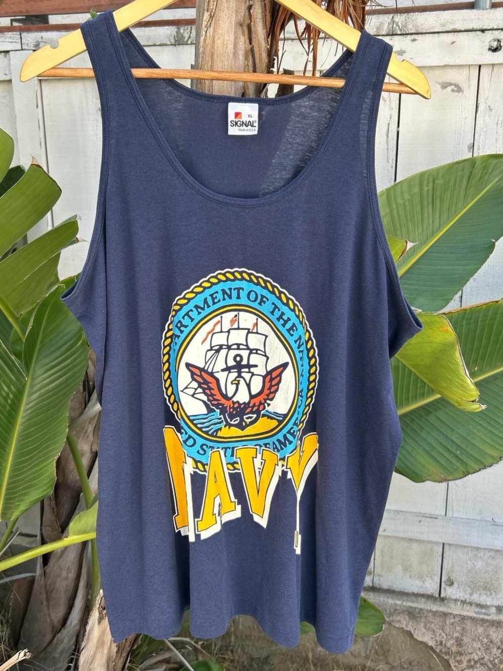 Vintage 90s US Navy Tank Top USA Made Signal XL 23x28.5 Military